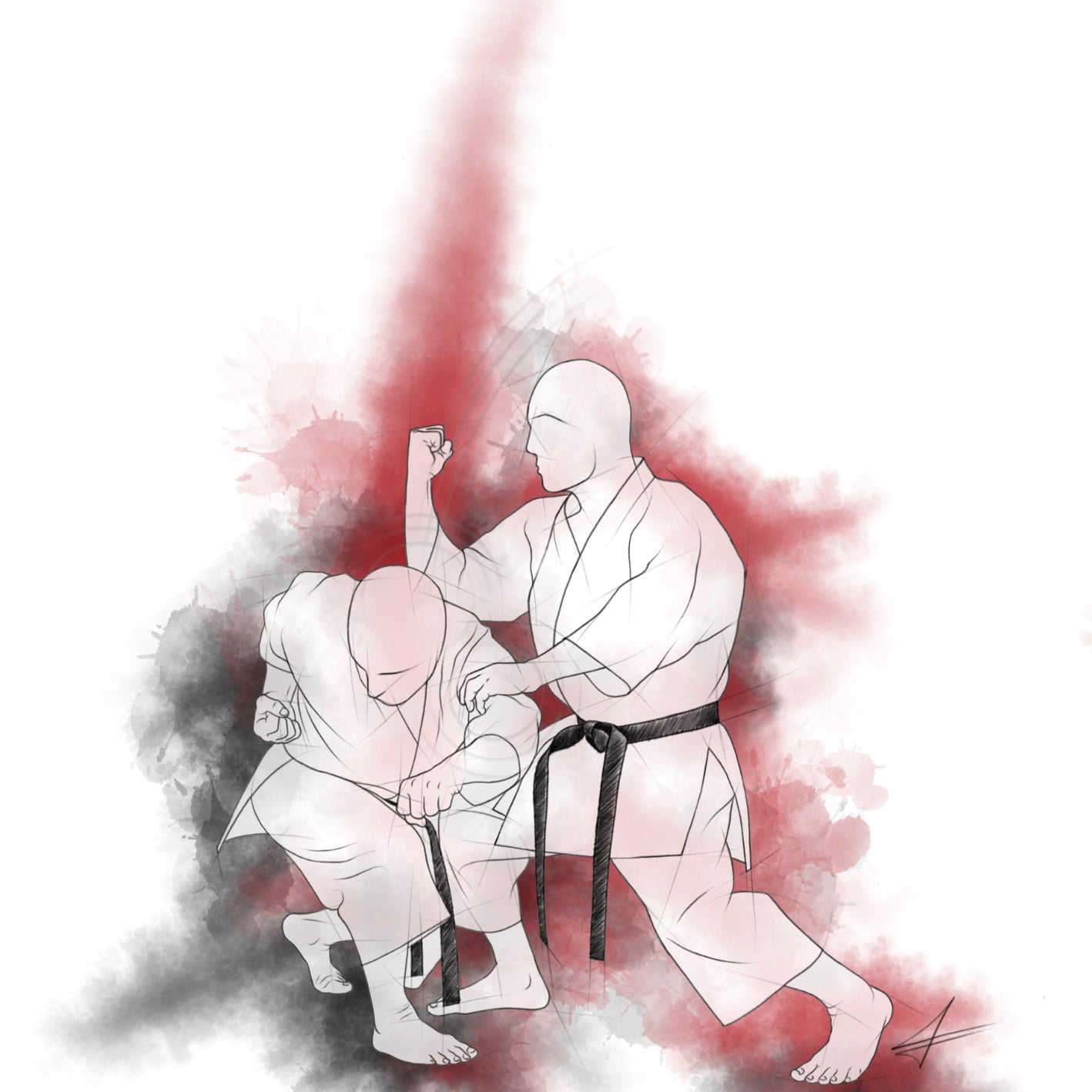 Otoshi empi uchi – poster ad acquerello per tutti i karateka