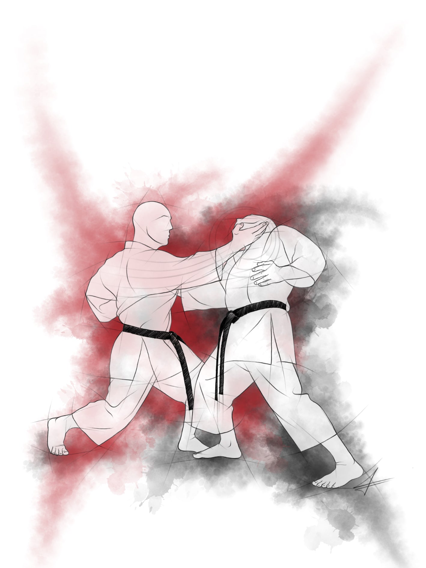 Karate Aquarell | Das Aquarell-Poster ist ideal für alle Karateka die eine kunstvolle und gleichzeitig lebendige Karate-Dekoration suchen, die jeden Raum mit einer kreativen Atmosphäre bereichert. Perfekt für Zuhause und Karate-Schulen/-Vereine.