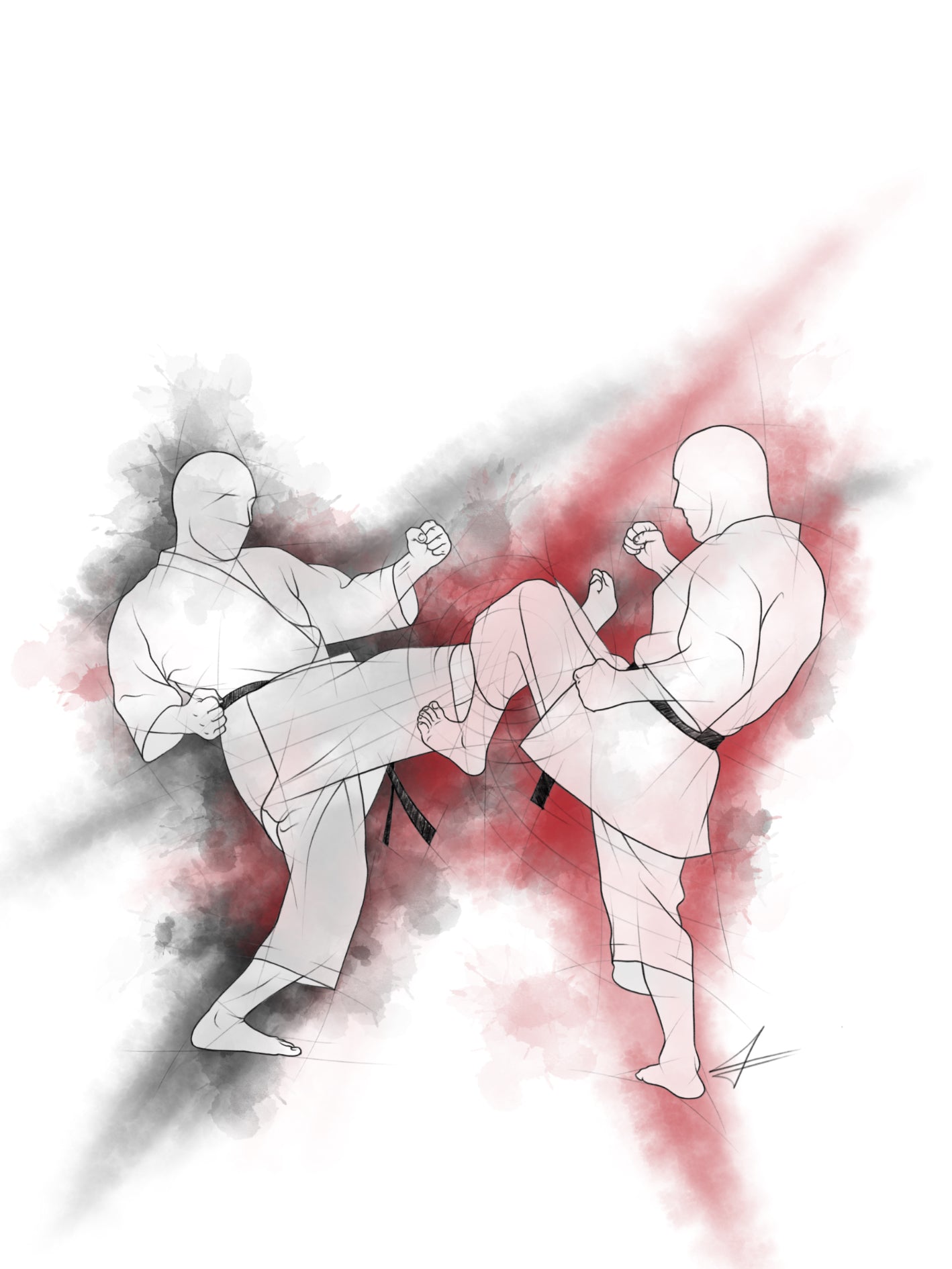 Karate Aquarell | Das Aquarell-Poster ist ideal für alle Karateka die eine kunstvolle und gleichzeitig lebendige Karate-Dekoration suchen, die jeden Raum mit einer kreativen Atmosphäre bereichert. Perfekt für Zuhause und Karate-Schulen/-Vereine.