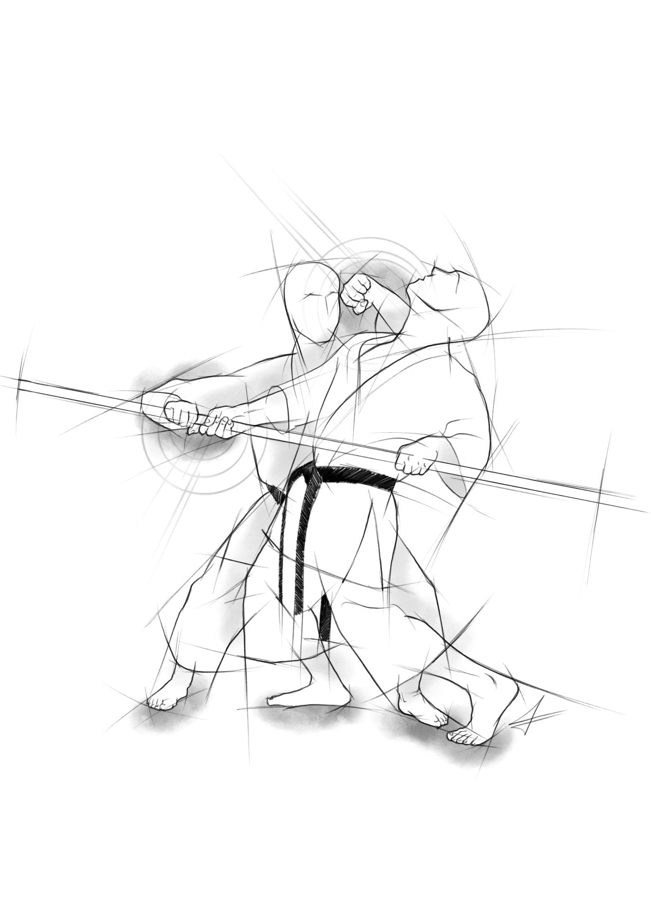Age uke oi komi – Illustration für Großdrucke für alle Karateka