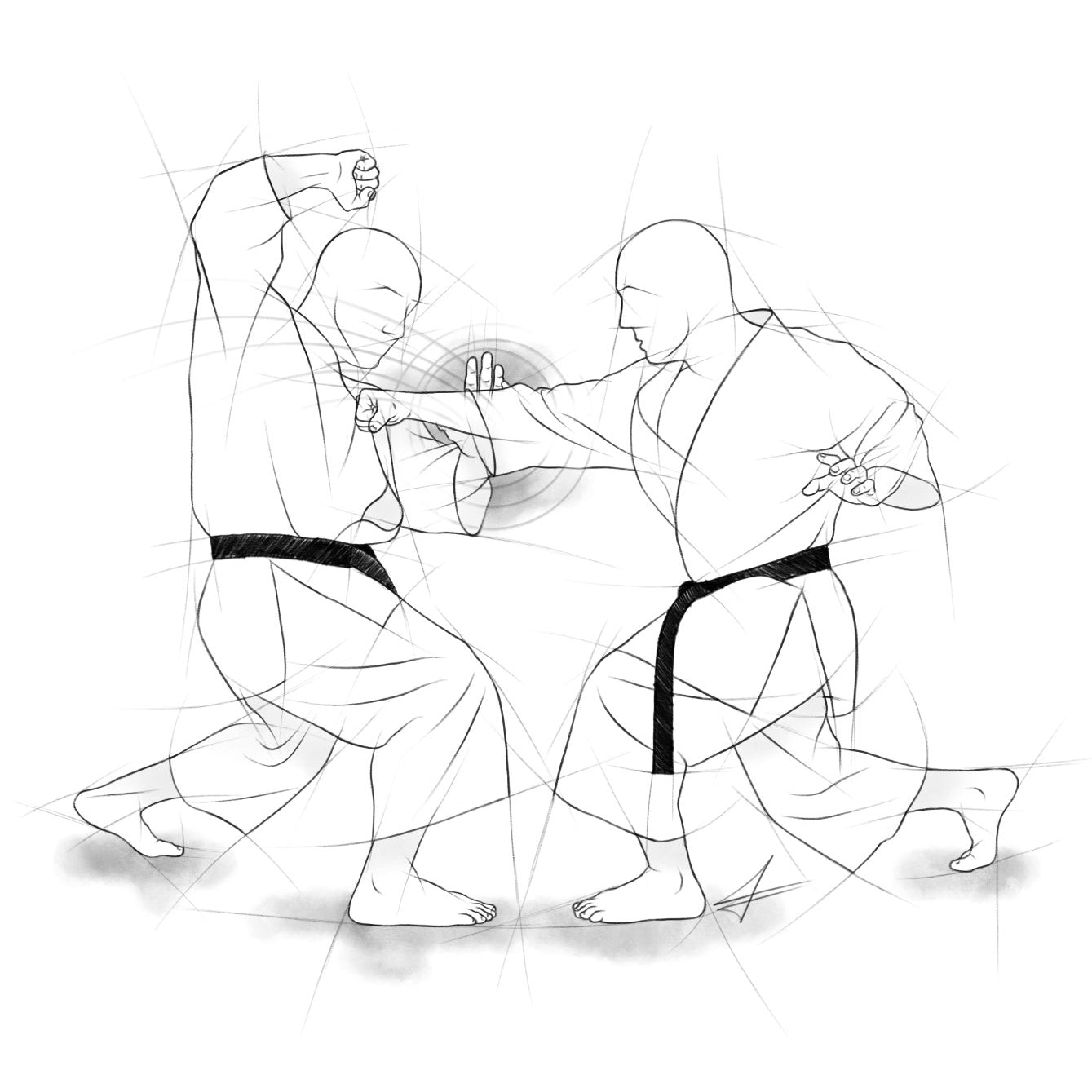 Te nagashi uke – Illustration für Großdrucke für alle Karateka