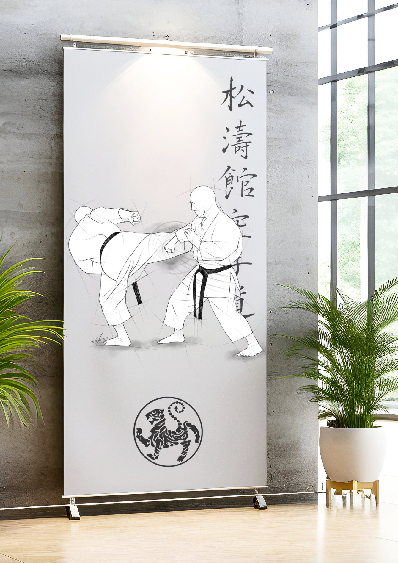 Ushiro geri – Illustration für Großdrucke für alle Karateka