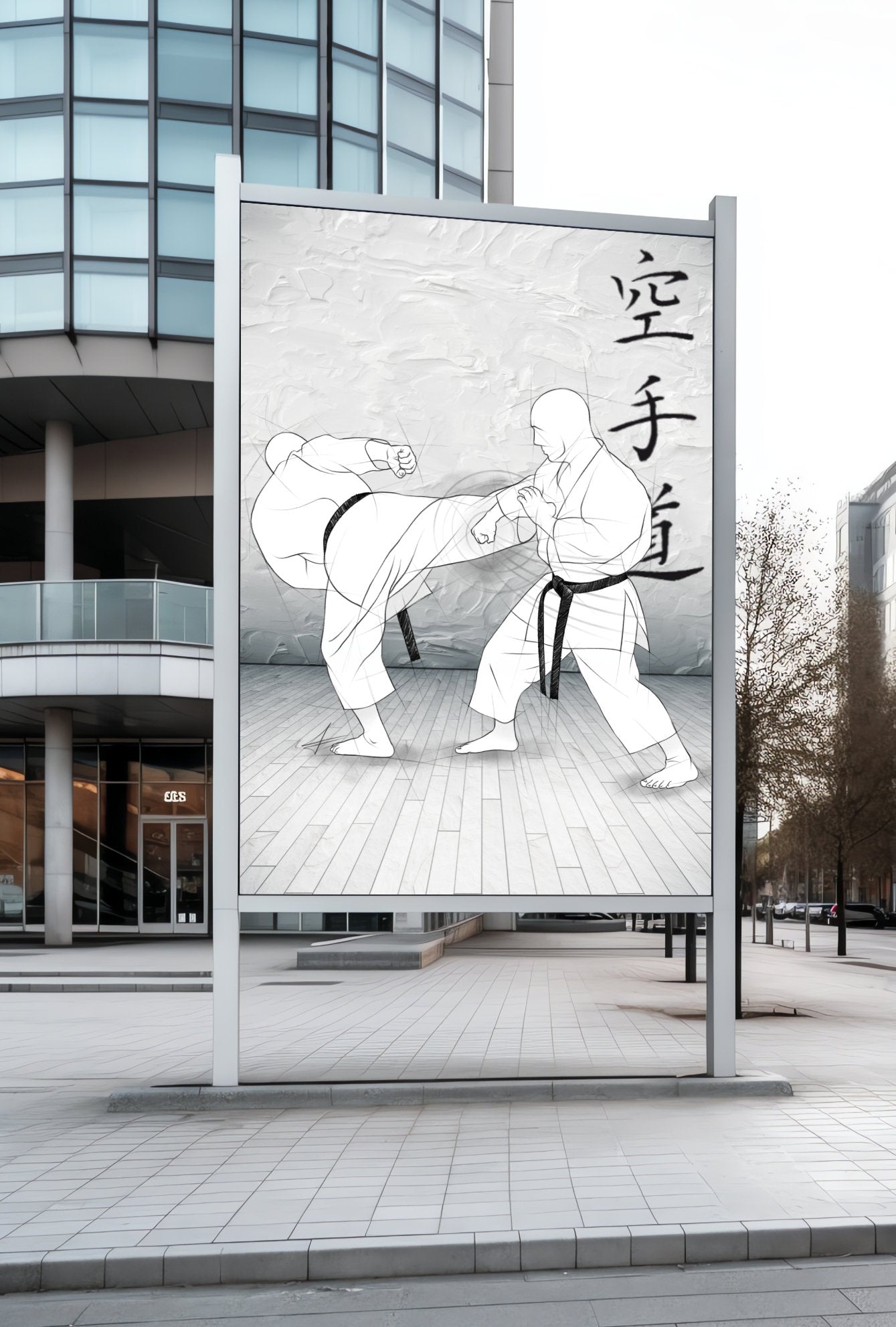 Ushiro geri – Illustration für Großdrucke für alle Karateka