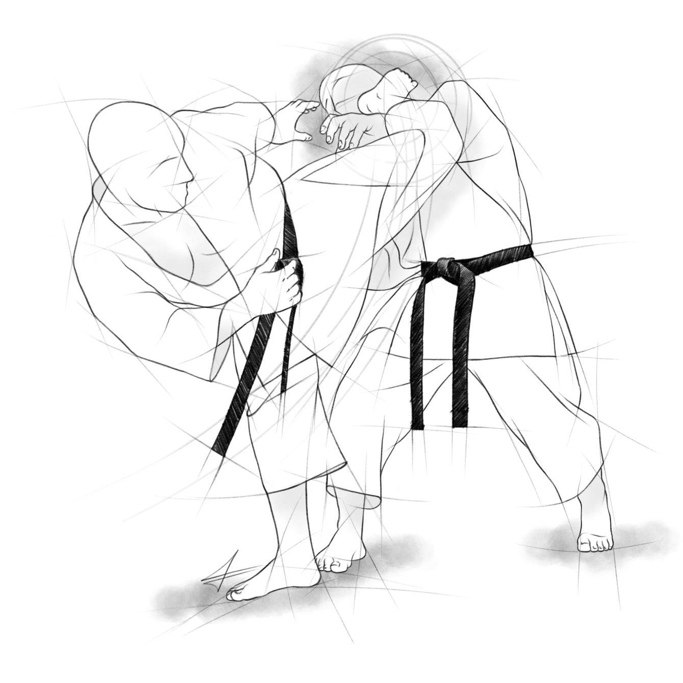 Ushiro mawashi geri – Illustration für Großdrucke für alle Karateka