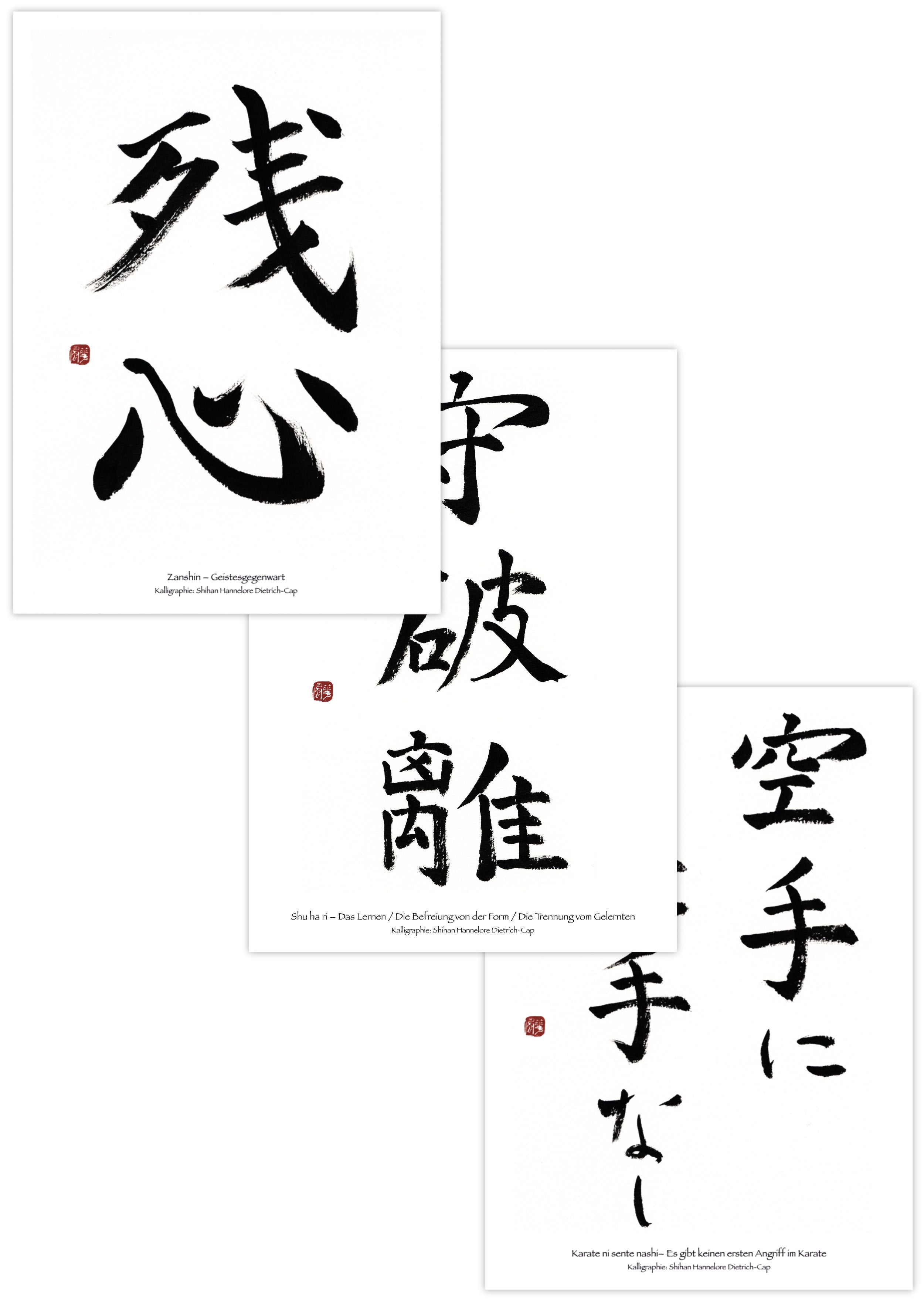 Karate Prinzipien – Kalligraphien 3er-Set für alle Karateka