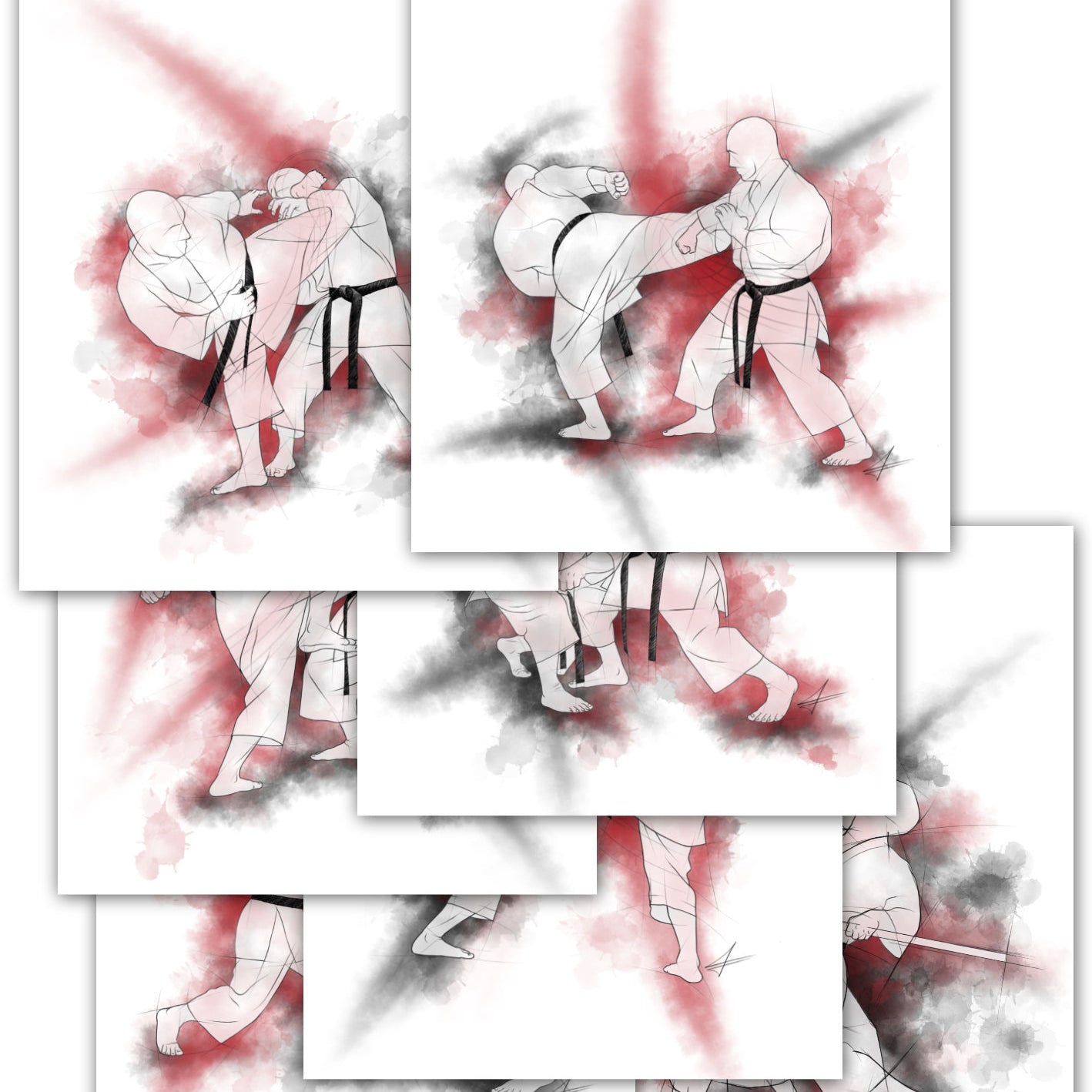 Karate Aquarelle – Poster Set für alle Karateka