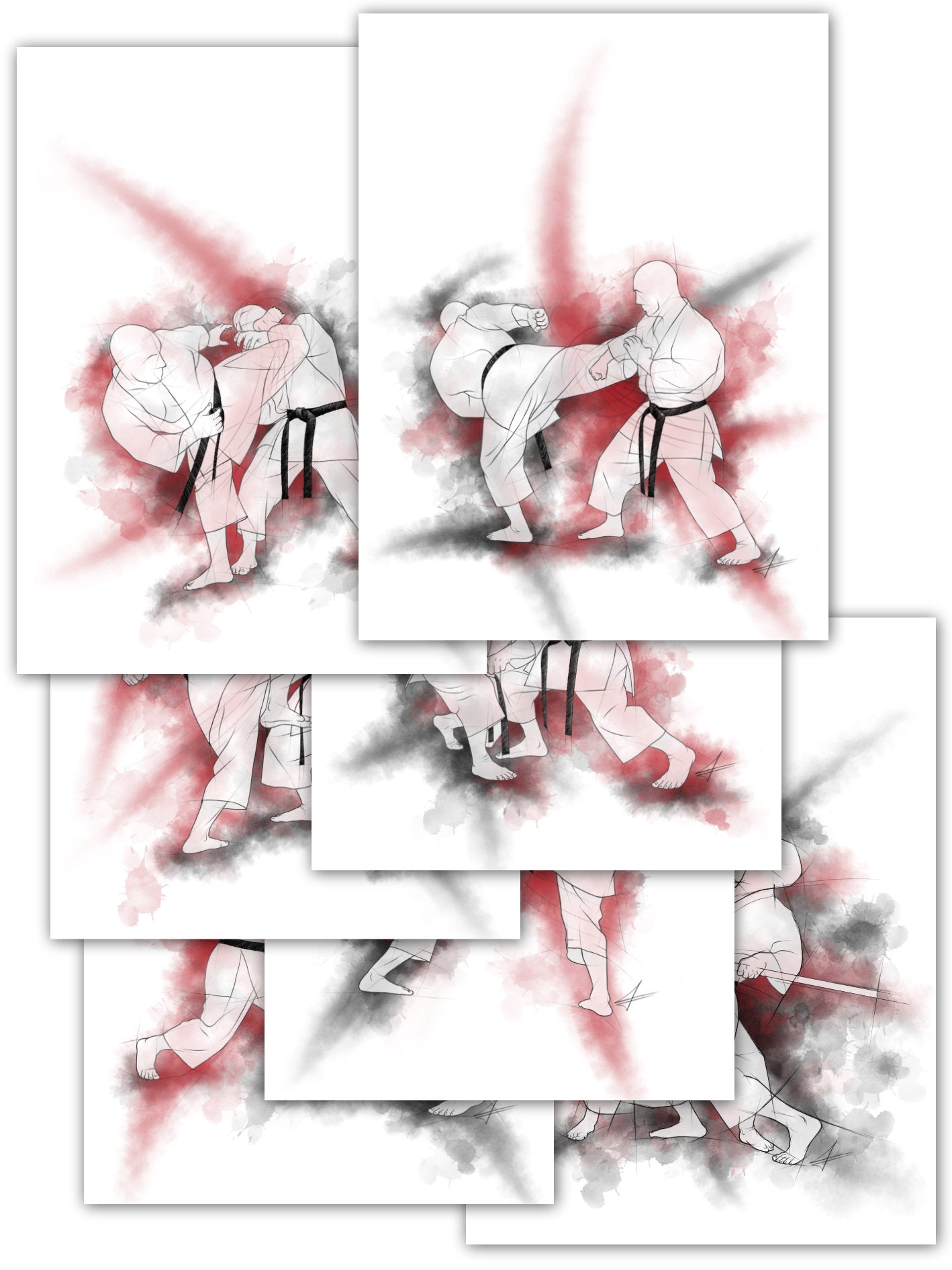 Karate Aquarelle – Poster Set für alle Karateka