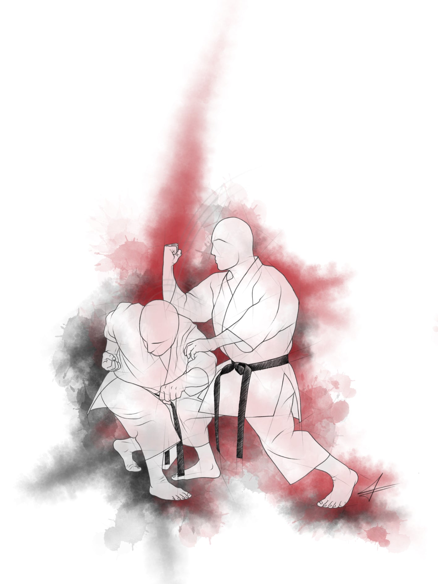 Otoshi empi uchi – watercolor poster for all karateka
