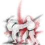 Ushiro geri Gedan barai – Aquarell Poster für alle Karateka
