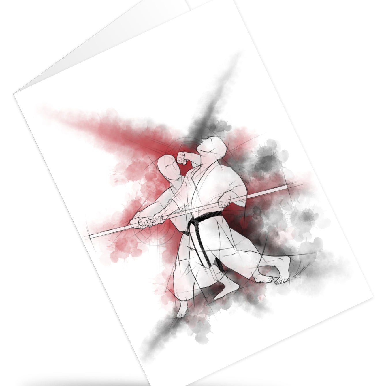 Age uke oi komi – aufklappbare Grußkarte für alle Karateka