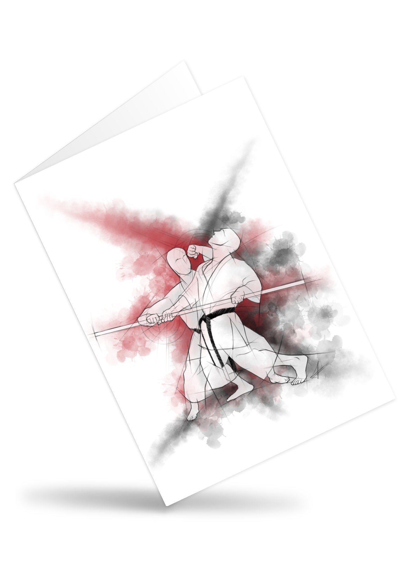 Age uke oi komi – aufklappbare Grußkarte für alle Karateka