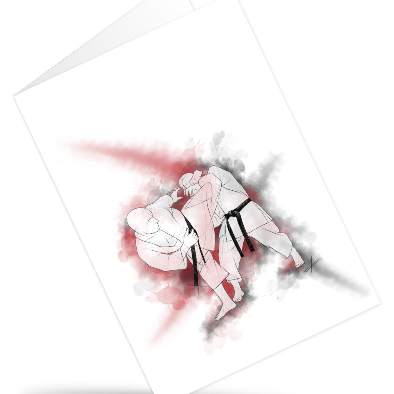 Ura mawashi geri – aufklappbare Grußkarte für alle Karateka