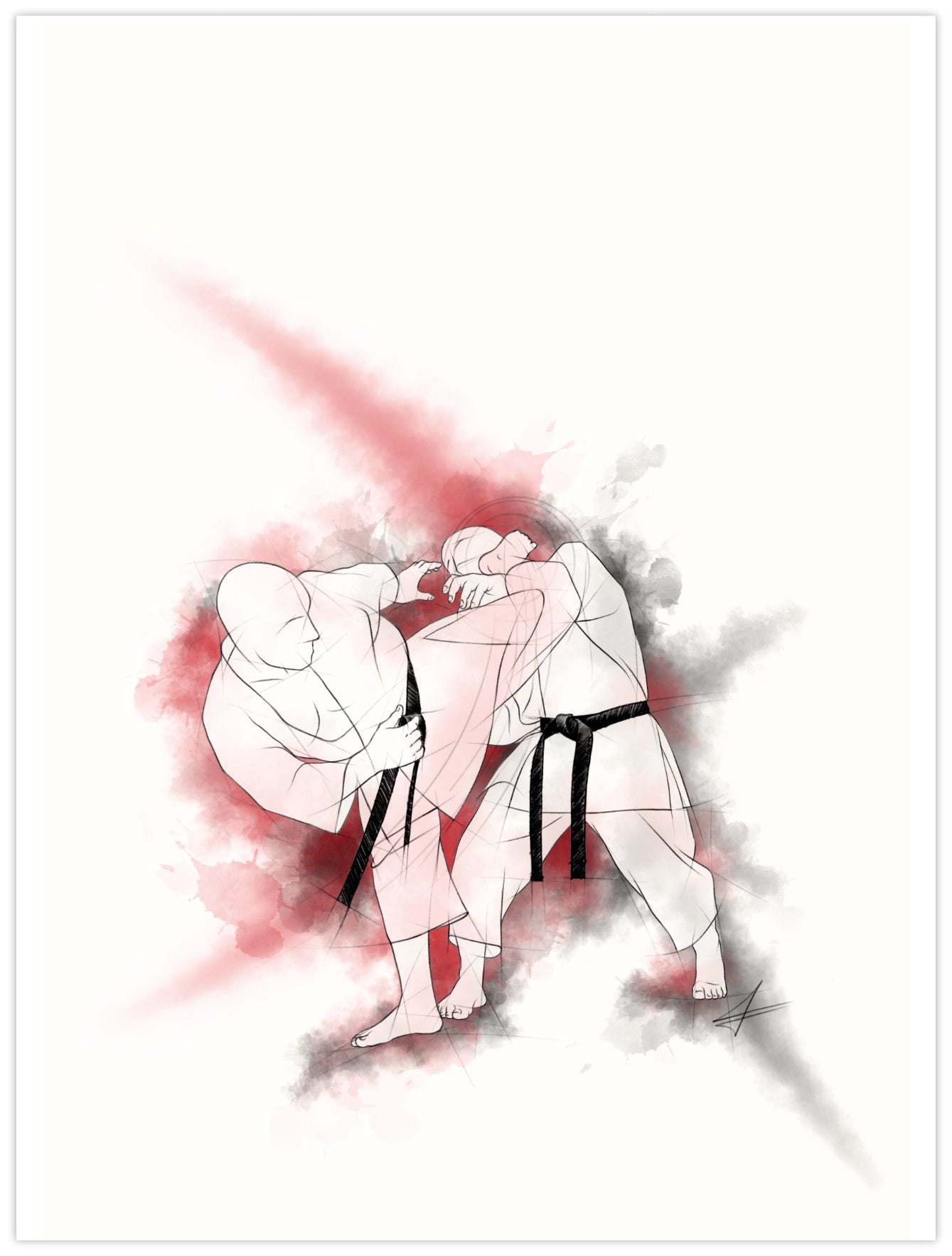 Ura mawashi geri – einfache Grußkarte für alle Karateka