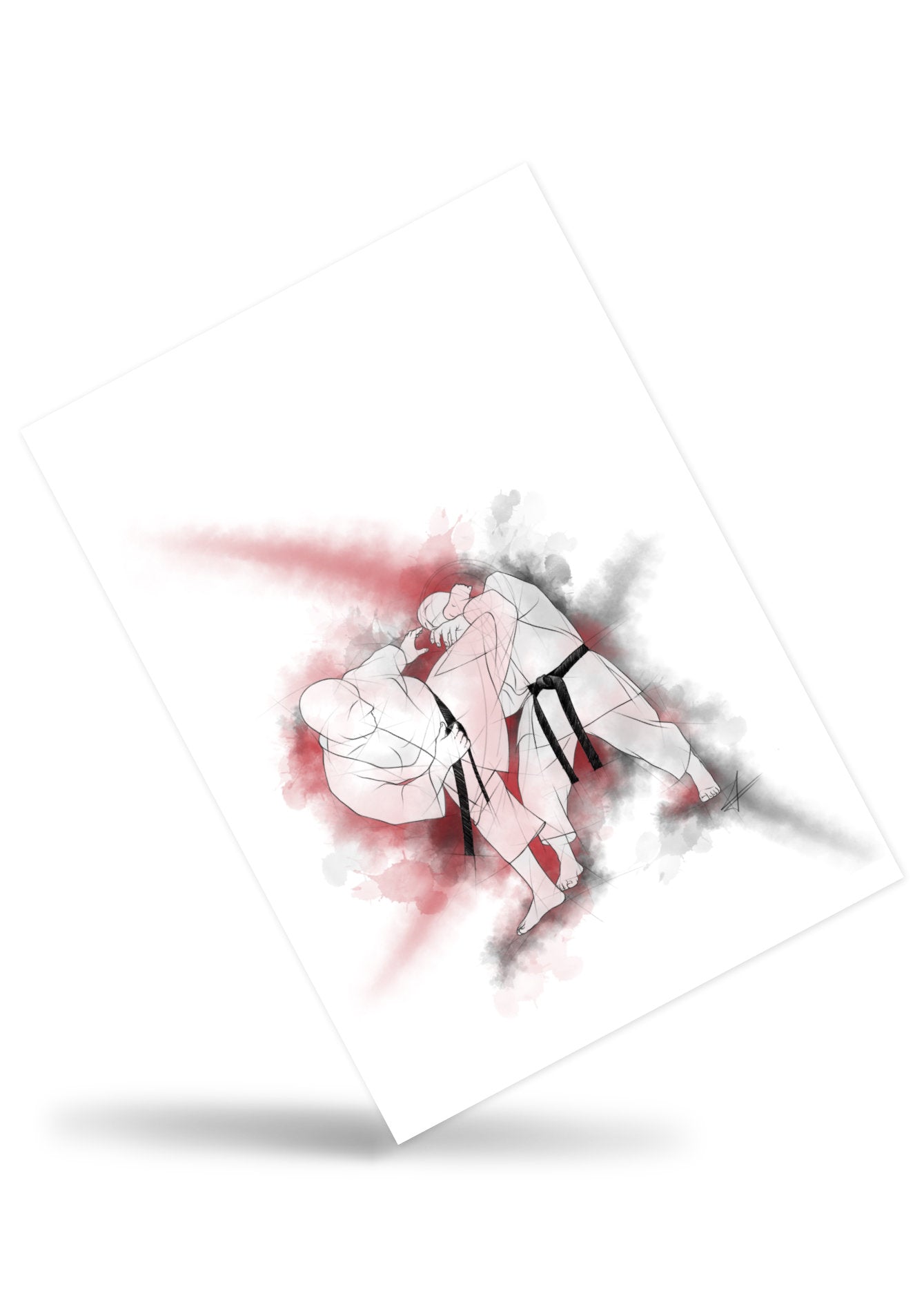 Ura mawashi geri – einfache Grußkarte für alle Karateka