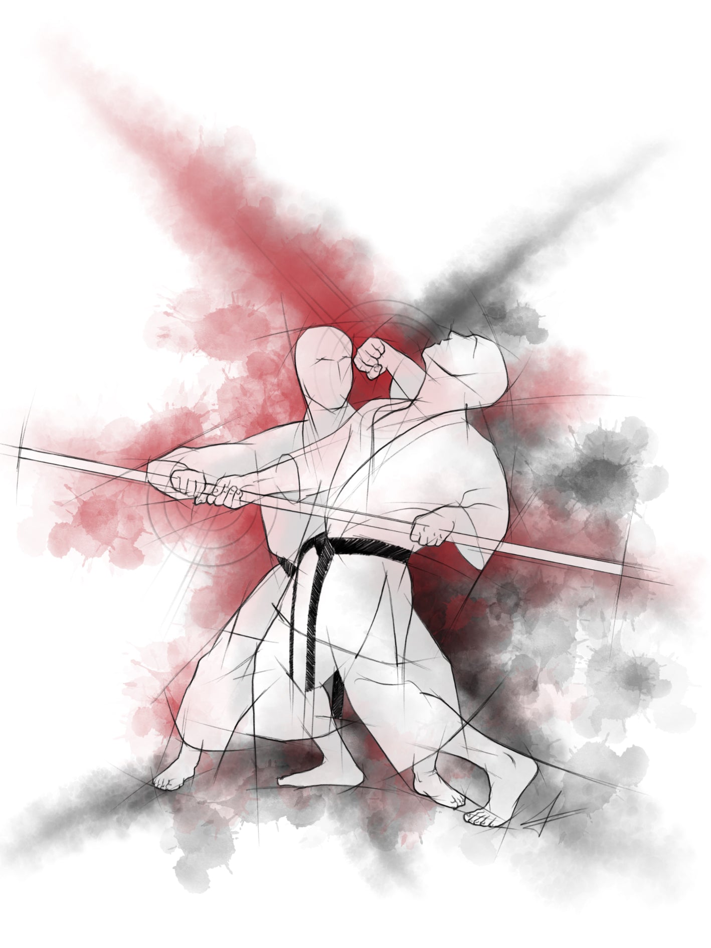 Karate Aquarell | Das Aquarell-Poster ist ideal für alle Karateka die eine kunstvolle und gleichzeitig lebendige Karate-Dekoration suchen, die jeden Raum mit einer kreativen Atmosphäre bereichert. Perfekt für Zuhause und Karate-Schulen/-Vereine.