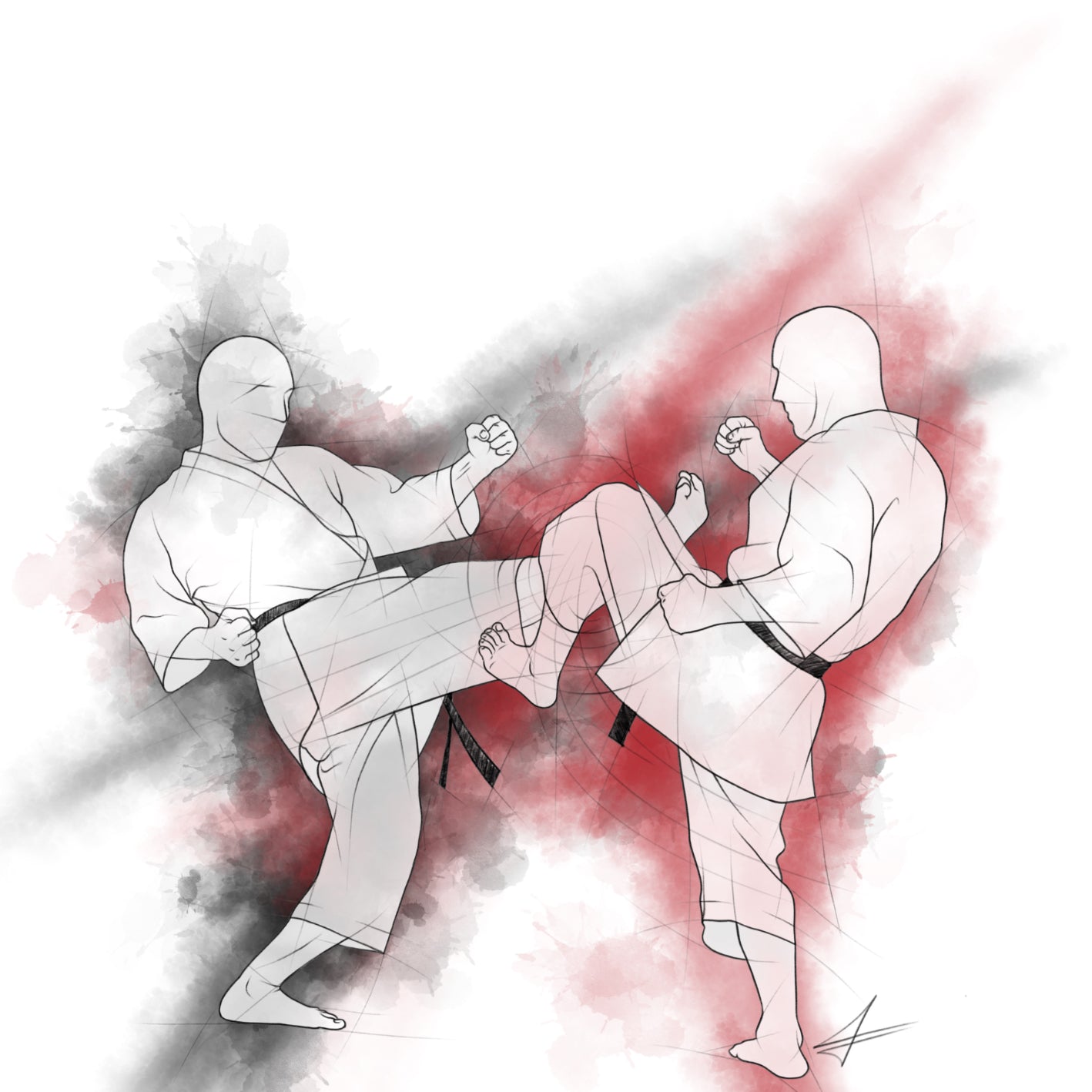 Karate Aquarell | Das Aquarell-Poster ist ideal für alle Karateka die eine kunstvolle und gleichzeitig lebendige Karate-Dekoration suchen, die jeden Raum mit einer kreativen Atmosphäre bereichert. Perfekt für Zuhause und Karate-Schulen/-Vereine.