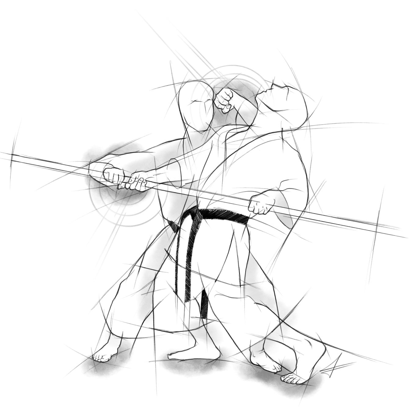 Age uke oi komi – Illustration für Großdrucke für alle Karateka
