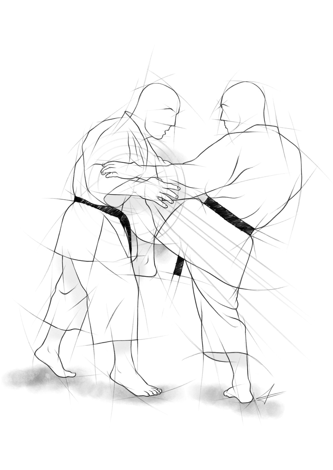 Hiza geri – Illustration for large prints for all karateka