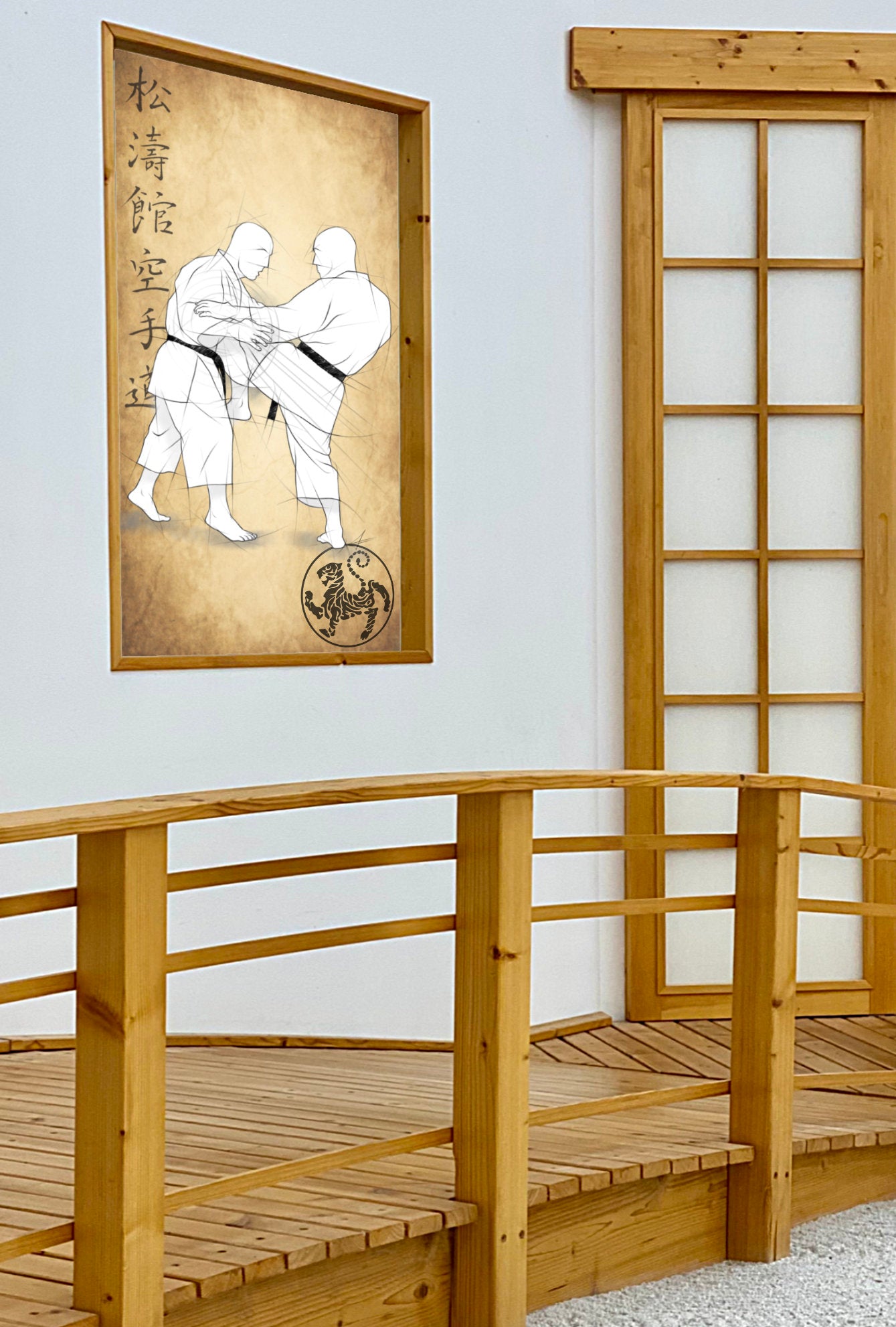Hiza geri – Illustration für Großdrucke für alle Karateka