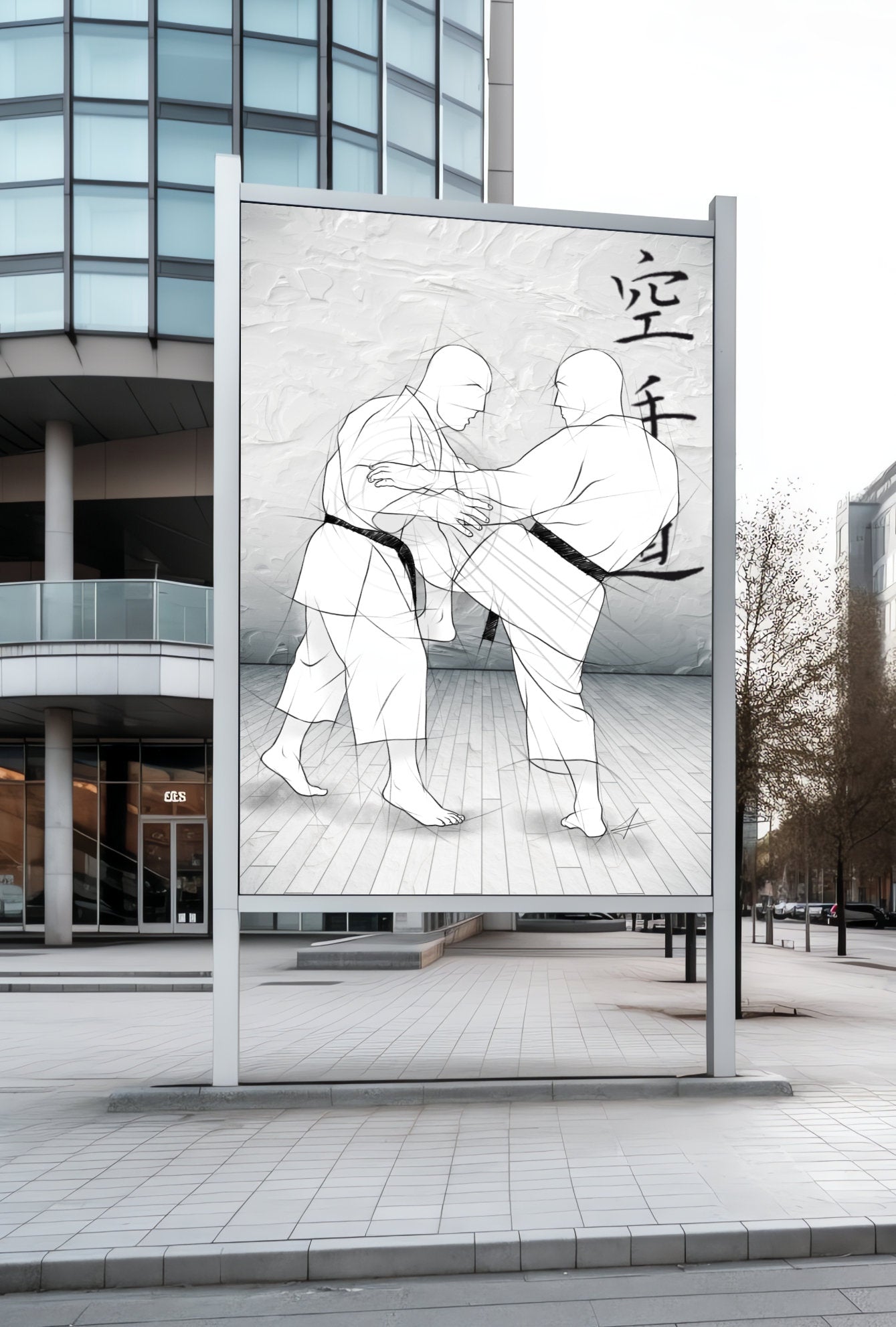Hiza geri – Illustration für Großdrucke für alle Karateka