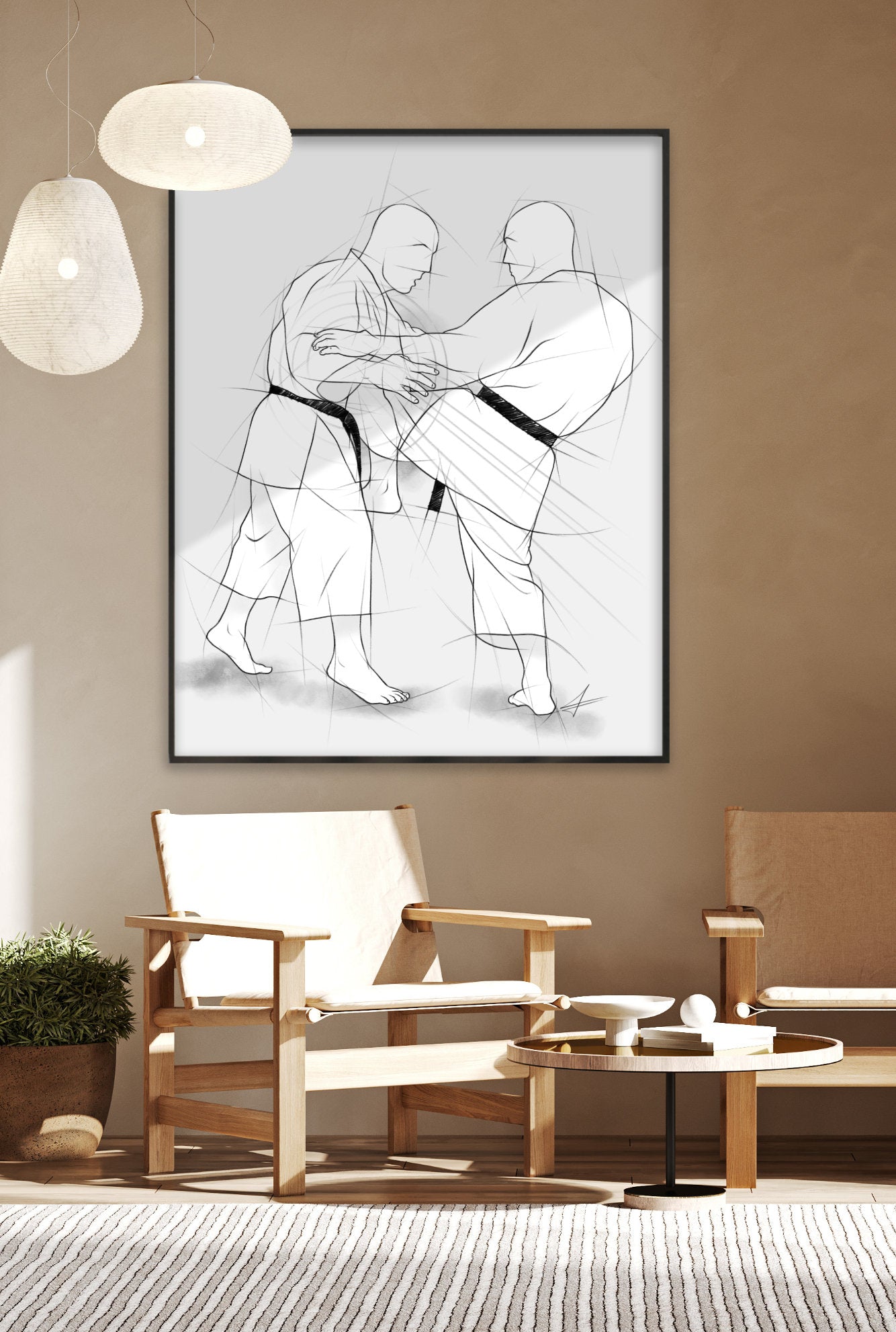 Hiza geri – Illustration für Großdrucke für alle Karateka
