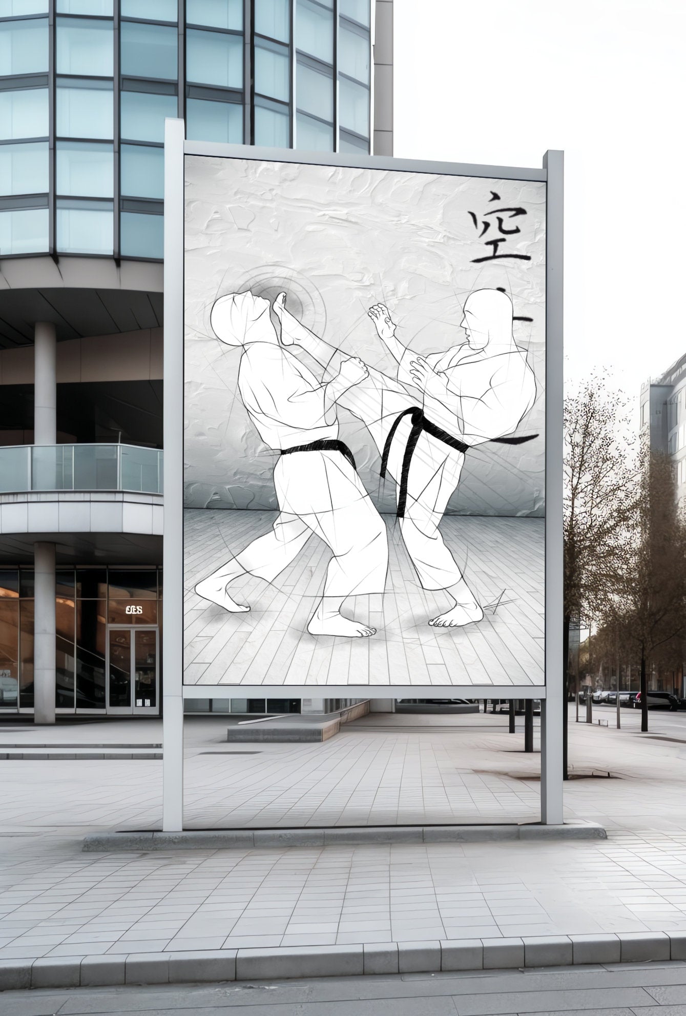 Mae geri – Illustration für Großdrucke für alle Karateka