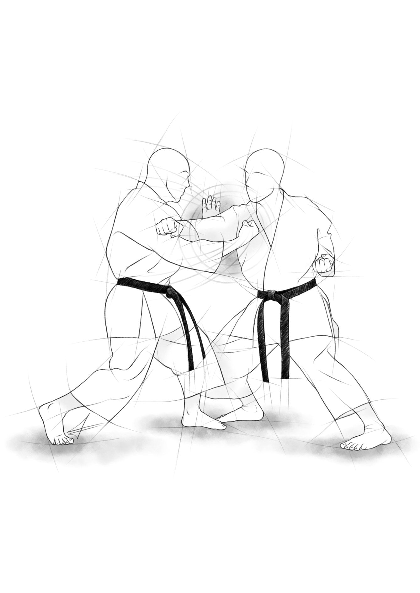 Ura zuki – Illustration für Großdrucke für alle Karateka