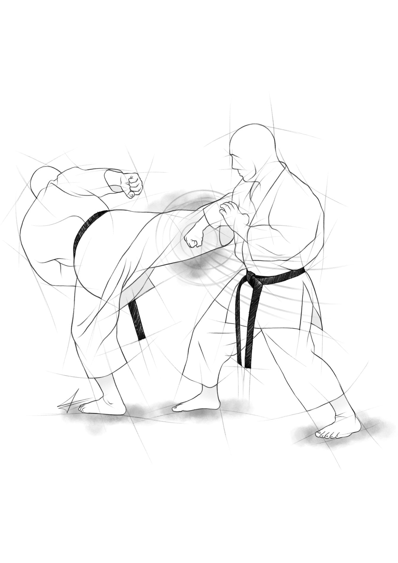 Ushiro geri – Illustration for large prints for all karateka