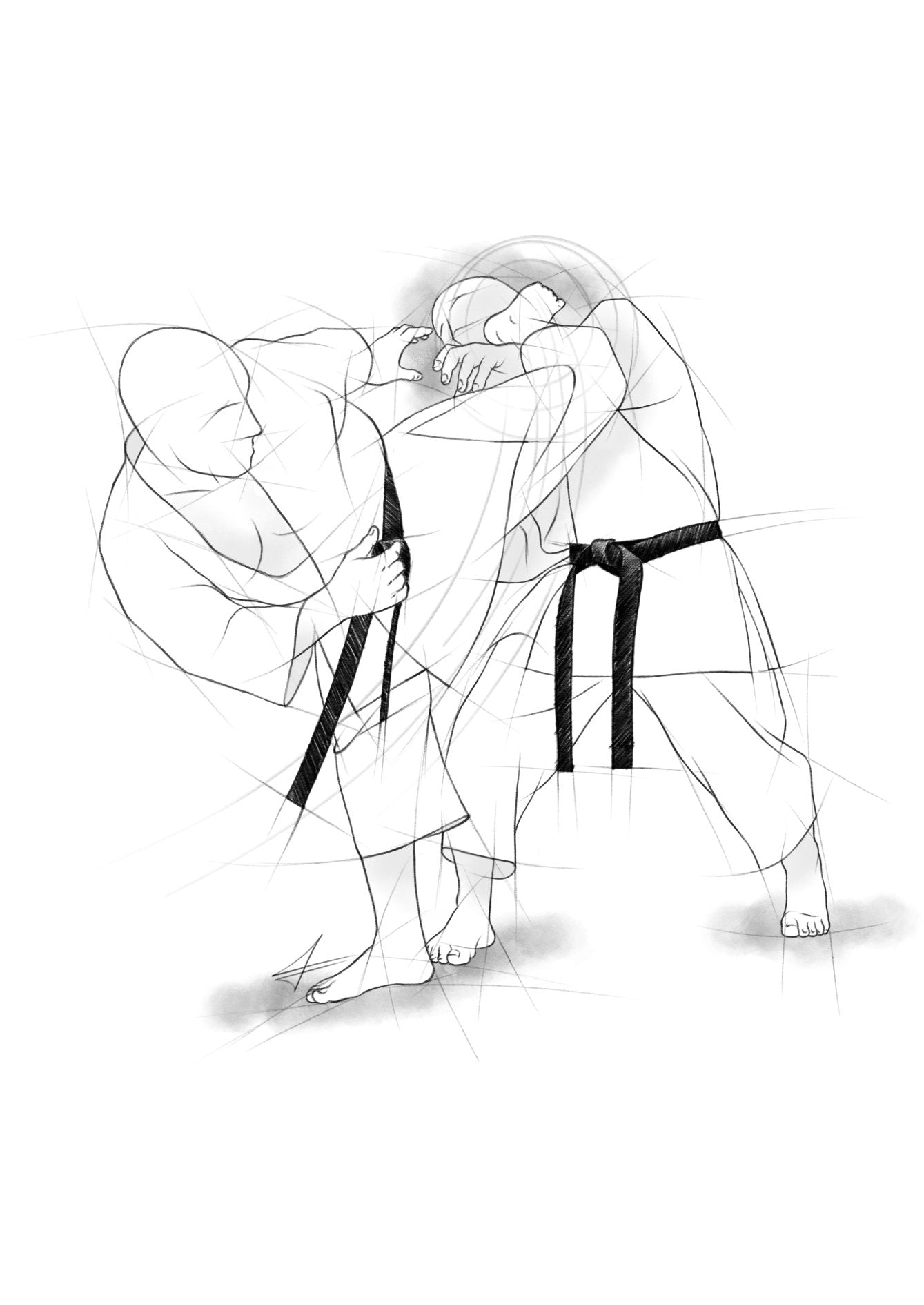 Ushiro mawashi geri – Illustration for large prints for all karateka
