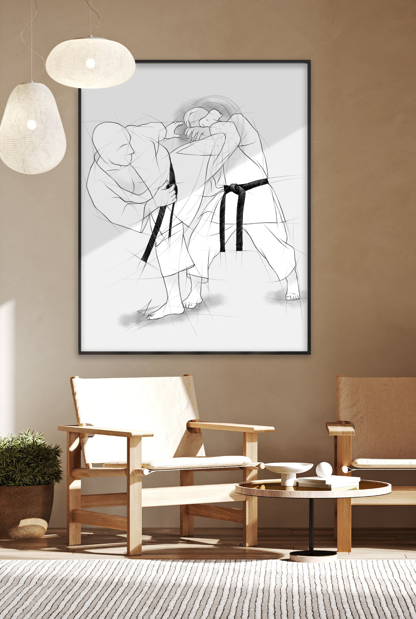 Ushiro mawashi geri – Illustration for large prints for all karateka