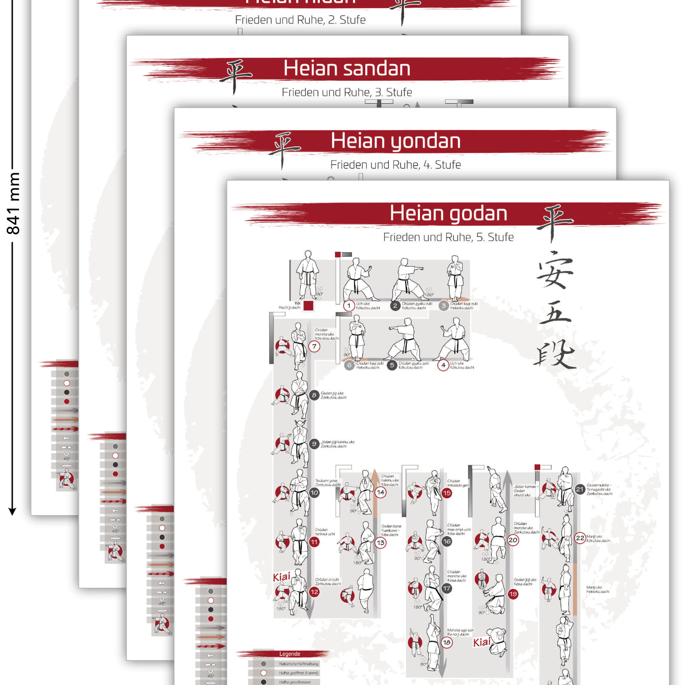 Complete Kata Heian – Poster Series for all Karateka | DIN A1 | Light