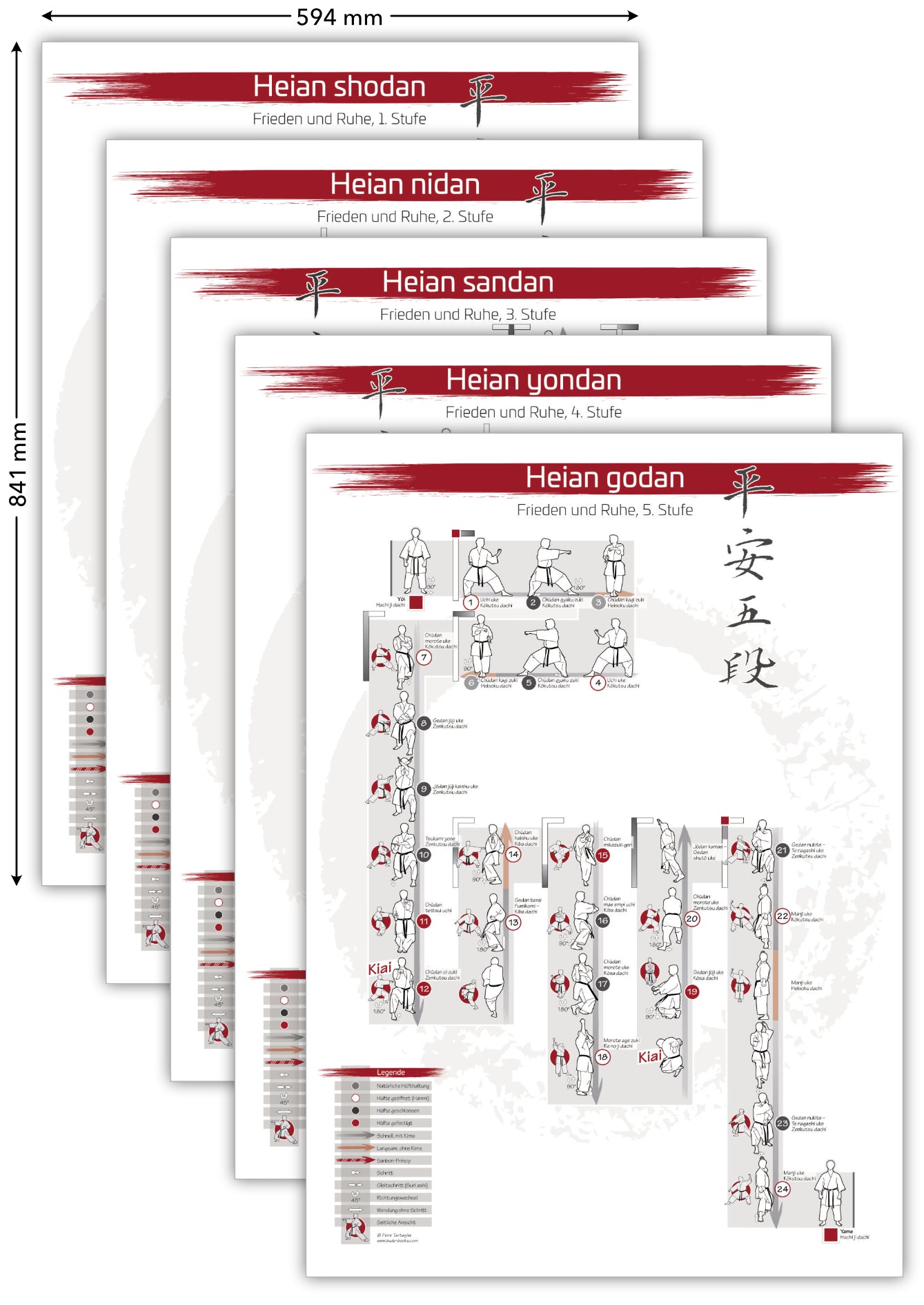 Complete Kata Heian – Poster Series for all Karateka | DIN A1 | Light
