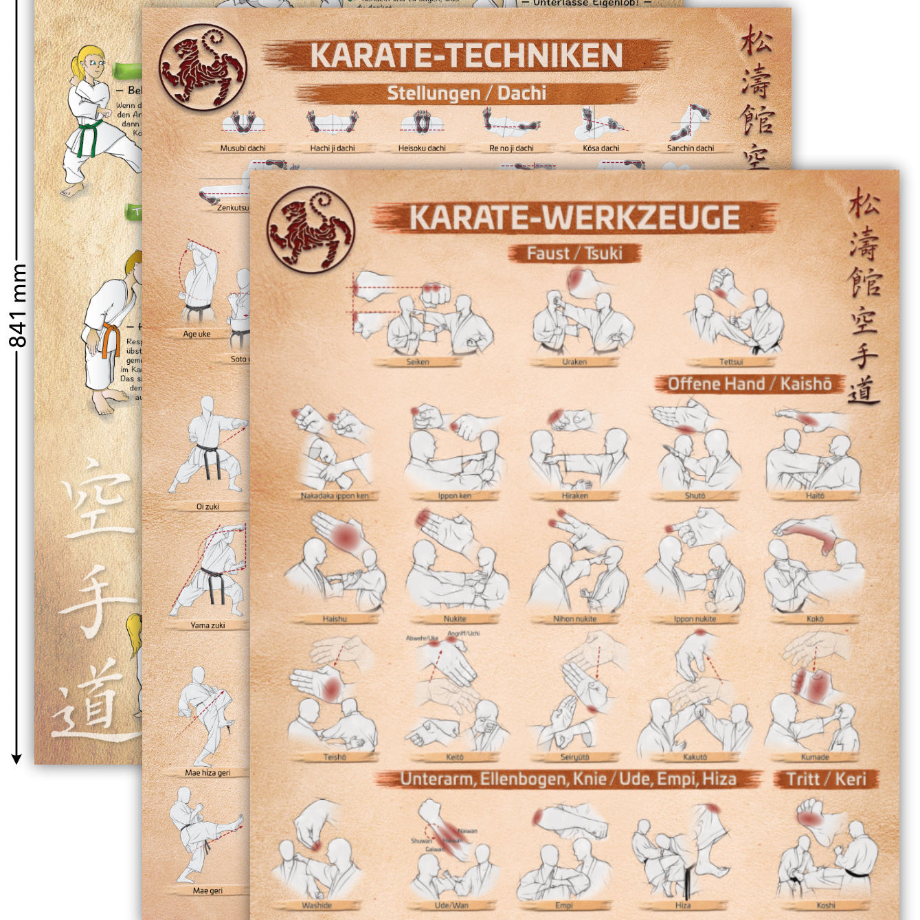 Karate Principles for Children, Techniques, and Tools – Poster Trio for all Karateka | DIN A1