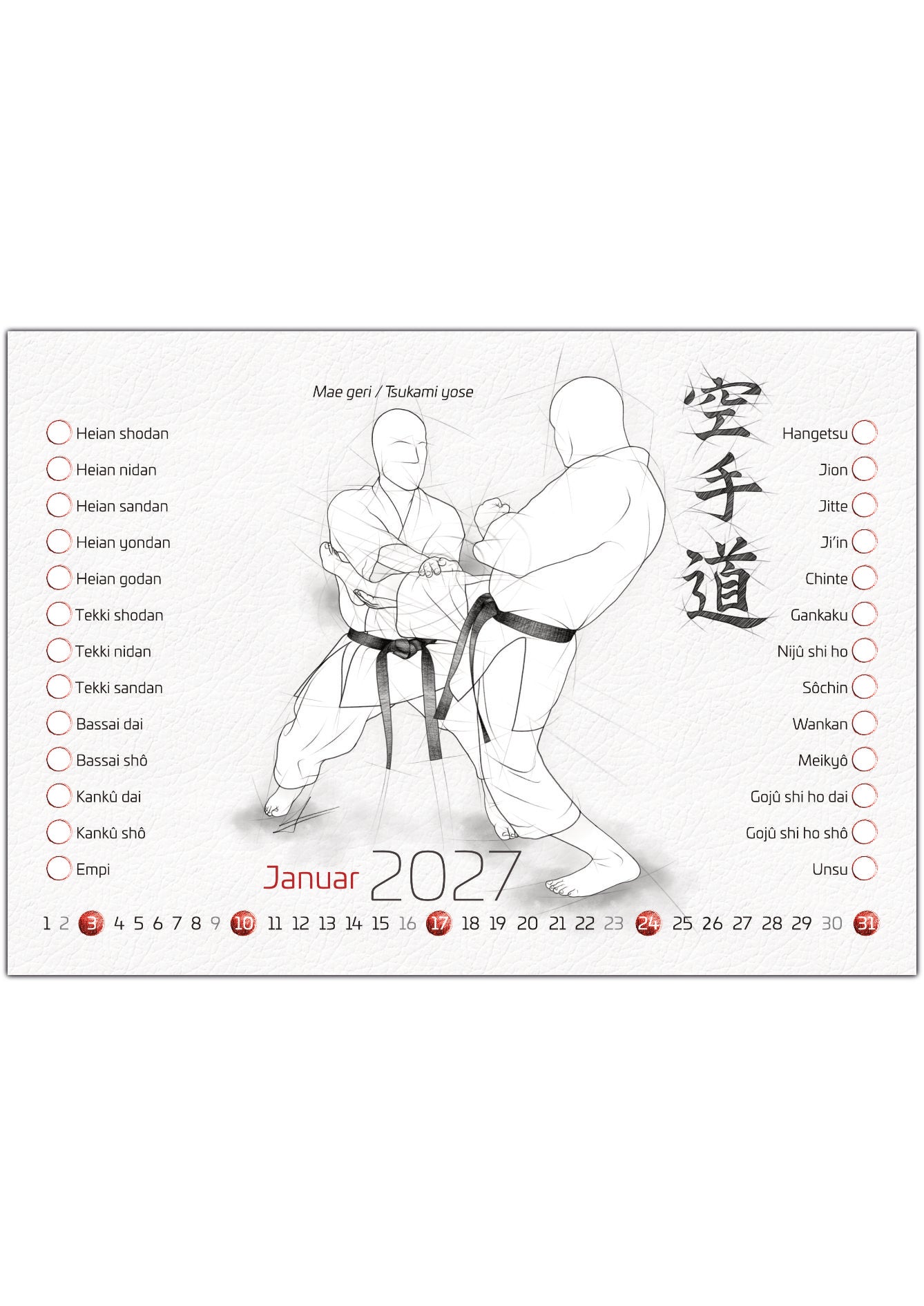 Karate 2027 – Kalender Set für alle Karateka