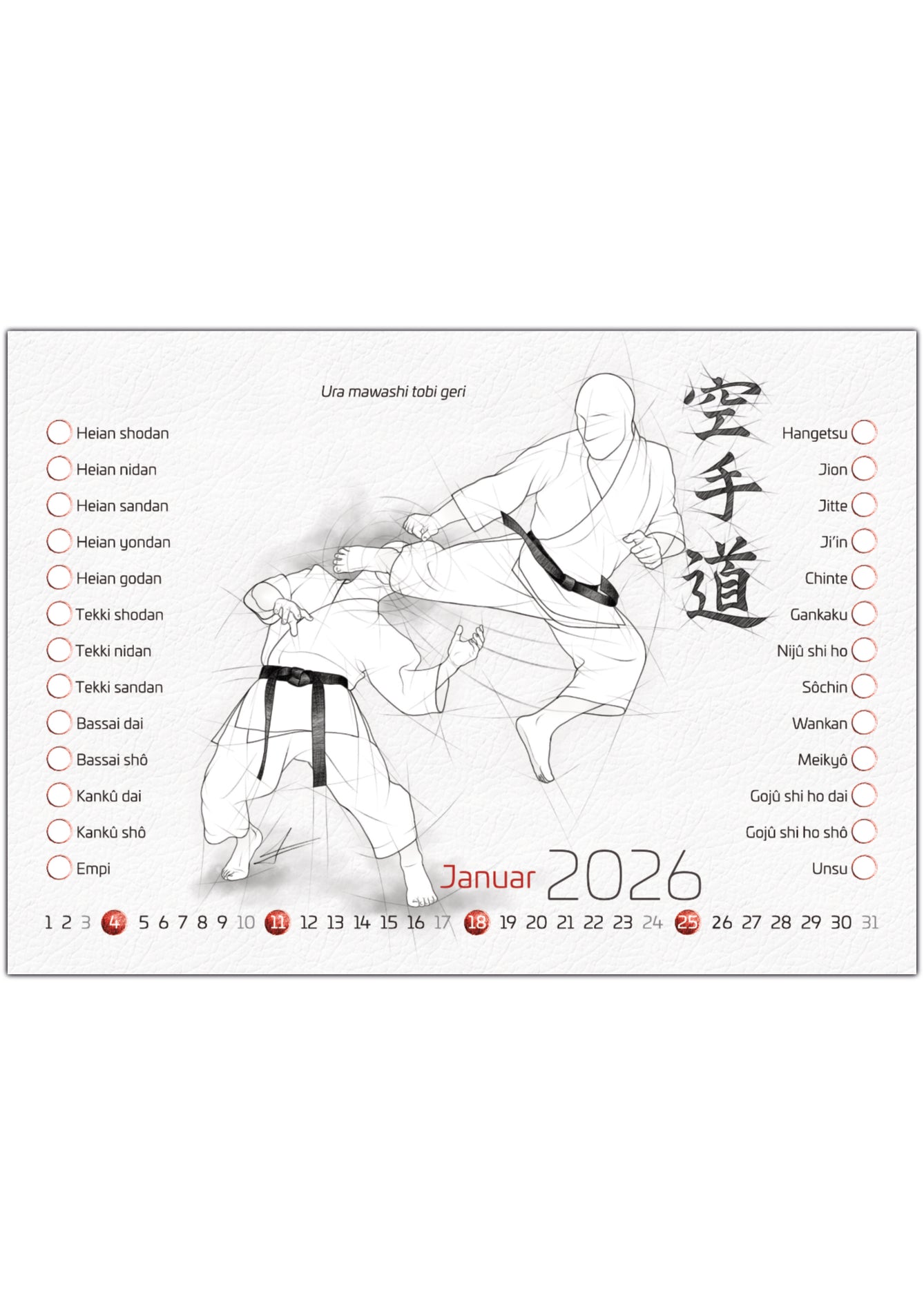 Kata des Monats 2026 – Tischkalender für alle Karateka