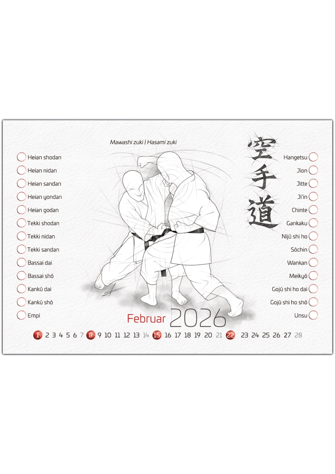 Karate 2026 – Kalender Set für alle Karateka