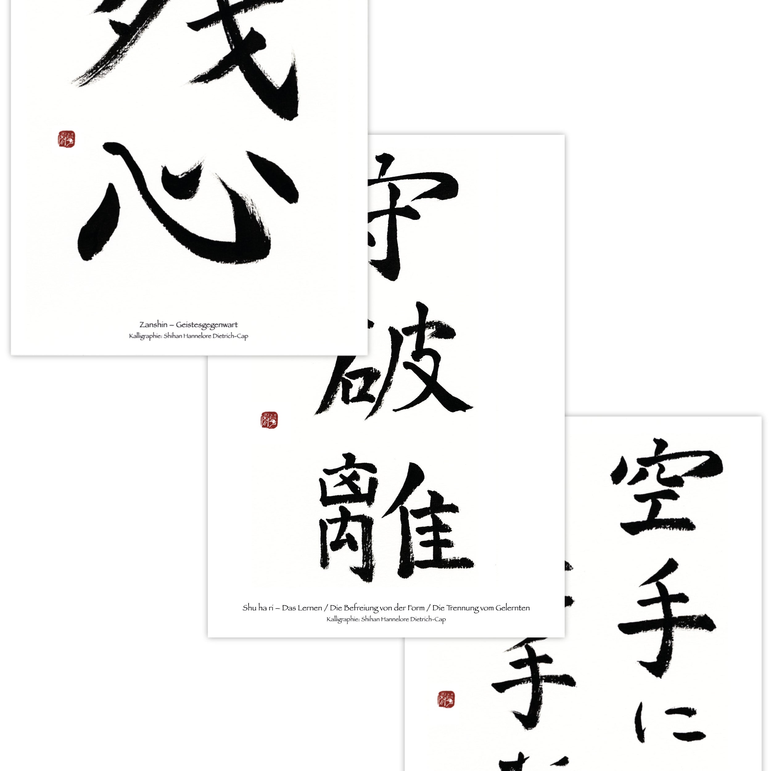 Karate Prinzipien – Kalligraphien 3er-Set für alle Karateka